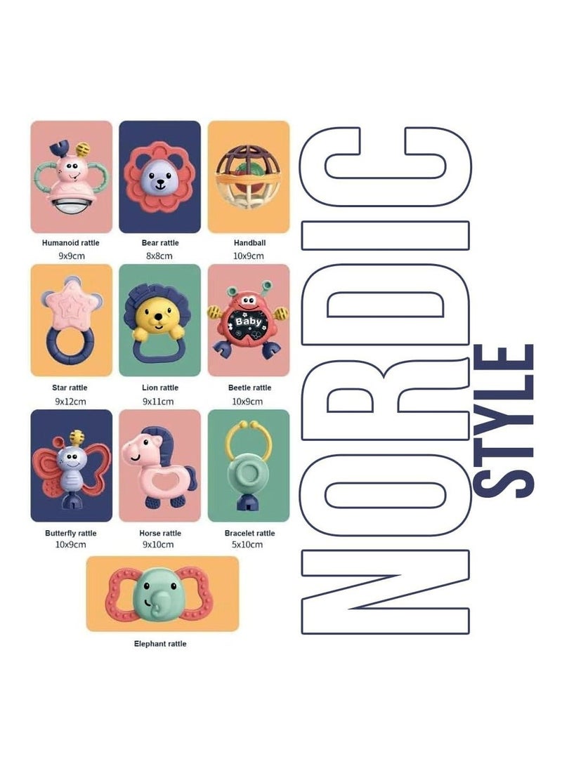 Infant Teether 11-Piece Newborn Teething Toy Set for Infants, BPA-Free Silicone Teethers, Sensory Teethers for Newborns 0–12 Months, Early Learning Hand-Grab Toys with Storage Box - Image 4